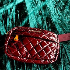 Mz Wallace metro sling bag in maroon lacquer